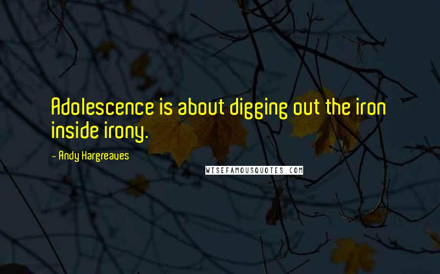 Andy Hargreaves Quotes: Adolescence is about digging out the iron inside irony.