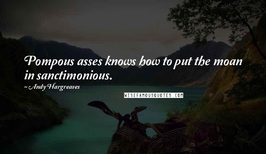 Andy Hargreaves Quotes: Pompous asses knows how to put the moan in sanctimonious.