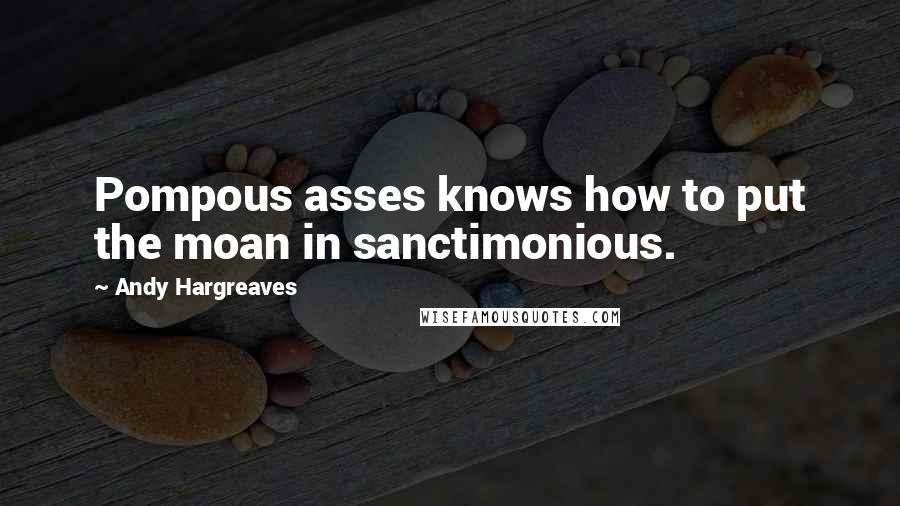 Andy Hargreaves Quotes: Pompous asses knows how to put the moan in sanctimonious.