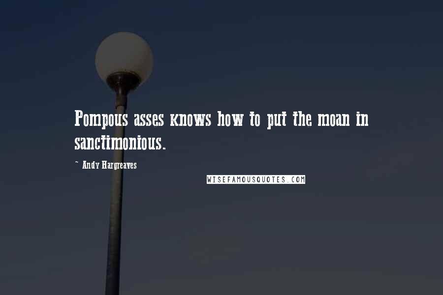 Andy Hargreaves Quotes: Pompous asses knows how to put the moan in sanctimonious.