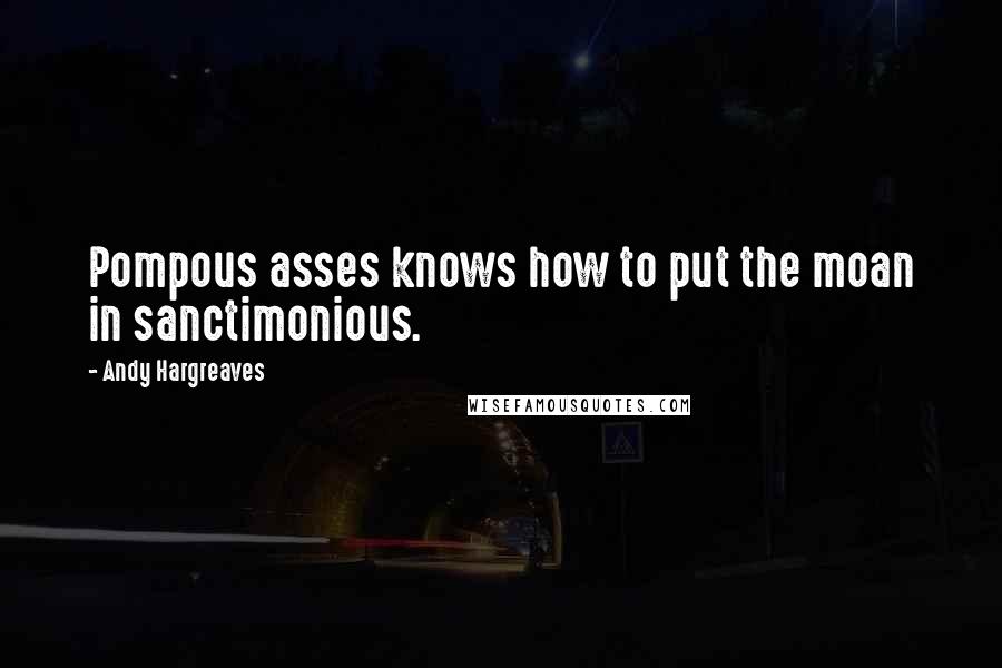 Andy Hargreaves Quotes: Pompous asses knows how to put the moan in sanctimonious.