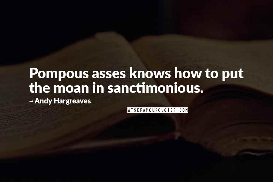 Andy Hargreaves Quotes: Pompous asses knows how to put the moan in sanctimonious.