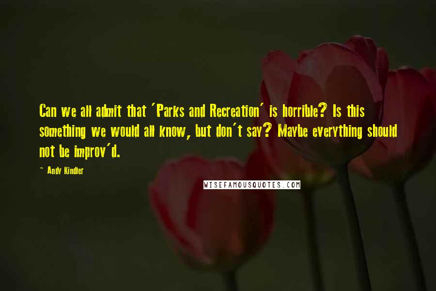 Andy Kindler Quotes: Can we all admit that 'Parks and Recreation' is horrible? Is this something we would all know, but don't say? Maybe everything should not be improv'd.