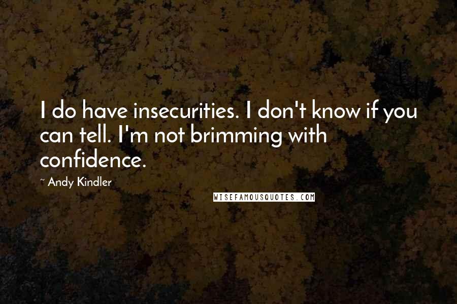 Andy Kindler Quotes: I do have insecurities. I don't know if you can tell. I'm not brimming with confidence.