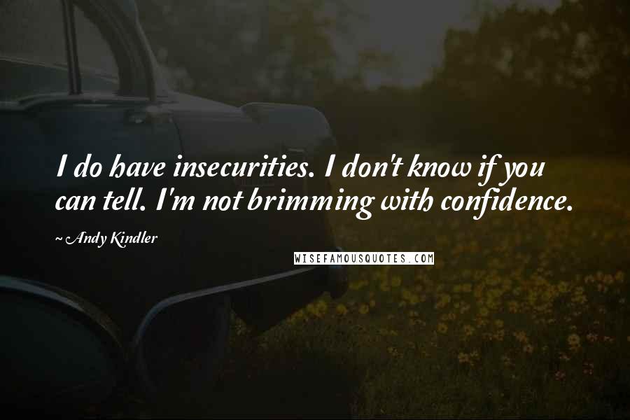 Andy Kindler Quotes: I do have insecurities. I don't know if you can tell. I'm not brimming with confidence.