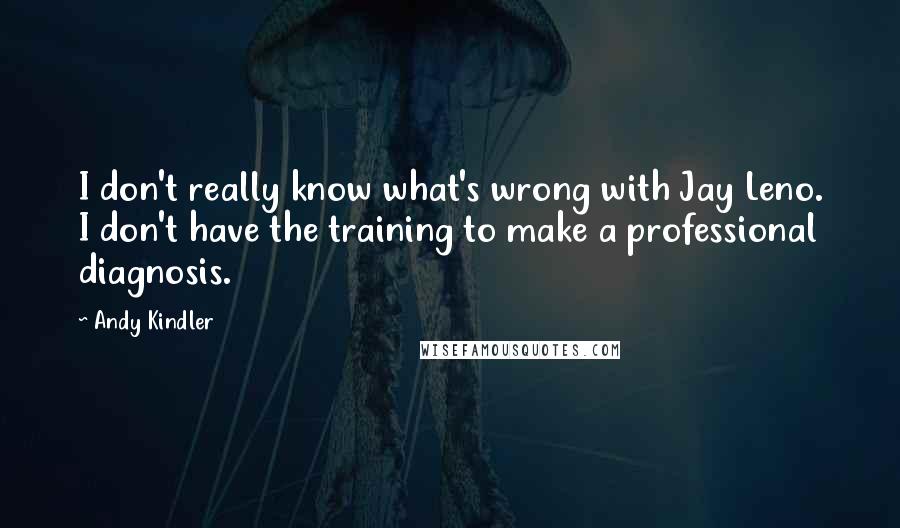 Andy Kindler Quotes: I don't really know what's wrong with Jay Leno. I don't have the training to make a professional diagnosis.