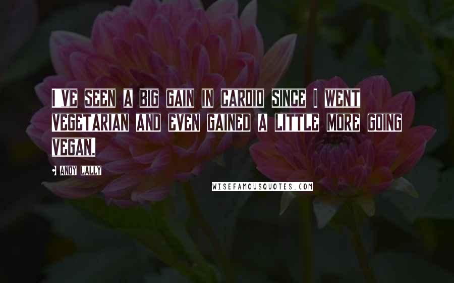 Andy Lally Quotes: I've seen a big gain in cardio since I went vegetarian and even gained a little more going vegan.