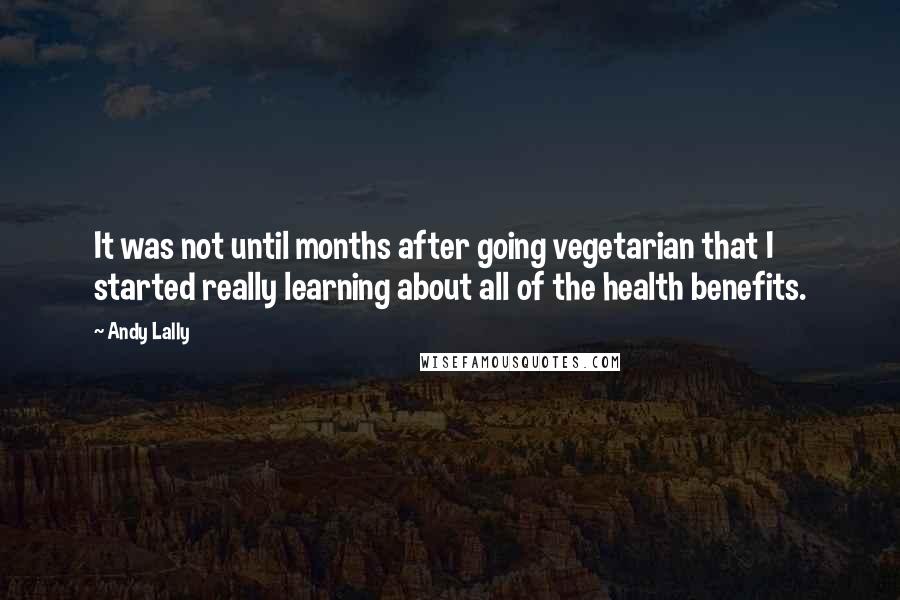 Andy Lally Quotes: It was not until months after going vegetarian that I started really learning about all of the health benefits.