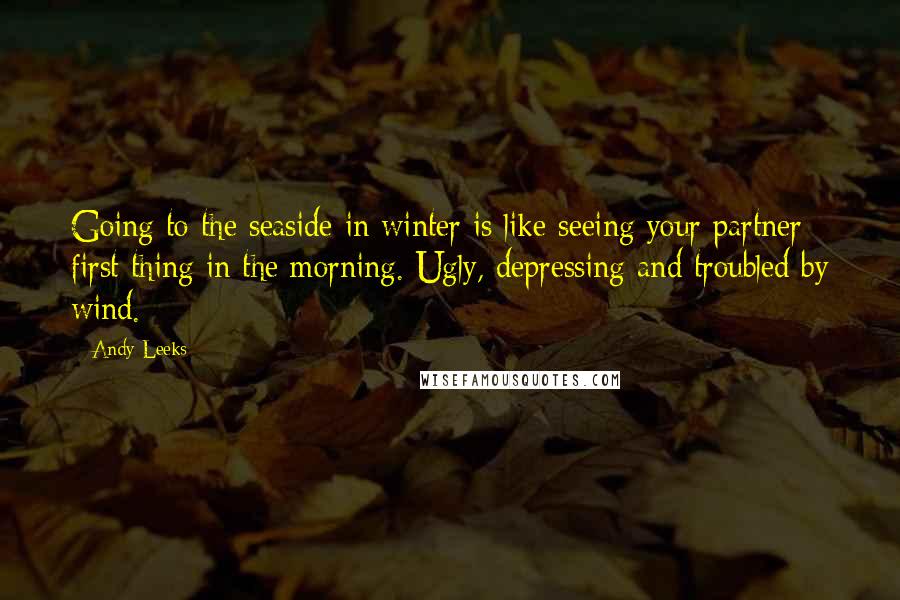 Andy Leeks Quotes: Going to the seaside in winter is like seeing your partner first thing in the morning. Ugly, depressing and troubled by wind.