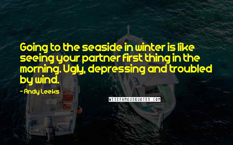 Andy Leeks Quotes: Going to the seaside in winter is like seeing your partner first thing in the morning. Ugly, depressing and troubled by wind.