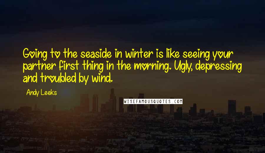 Andy Leeks Quotes: Going to the seaside in winter is like seeing your partner first thing in the morning. Ugly, depressing and troubled by wind.