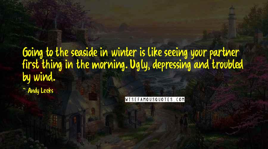 Andy Leeks Quotes: Going to the seaside in winter is like seeing your partner first thing in the morning. Ugly, depressing and troubled by wind.