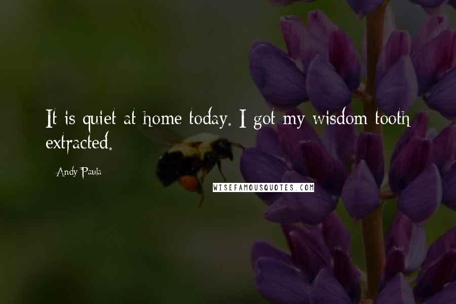 Andy Paula Quotes: It is quiet at home today. I got my wisdom tooth extracted.