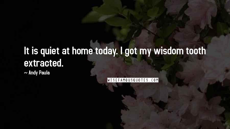 Andy Paula Quotes: It is quiet at home today. I got my wisdom tooth extracted.