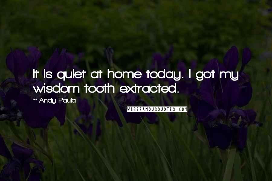 Andy Paula Quotes: It is quiet at home today. I got my wisdom tooth extracted.