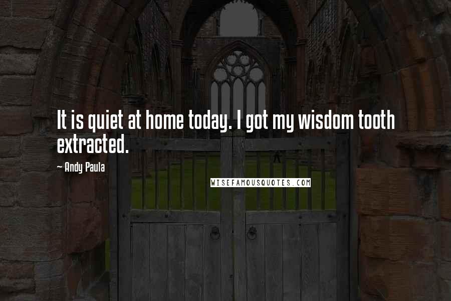 Andy Paula Quotes: It is quiet at home today. I got my wisdom tooth extracted.