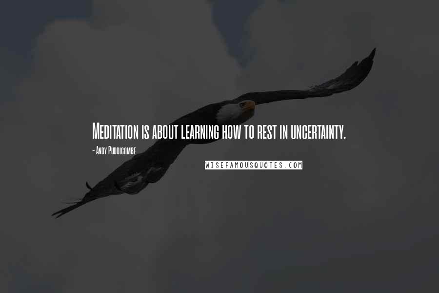 Andy Puddicombe Quotes: Meditation is about learning how to rest in uncertainty.