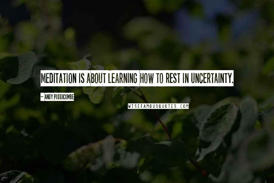 Andy Puddicombe Quotes: Meditation is about learning how to rest in uncertainty.