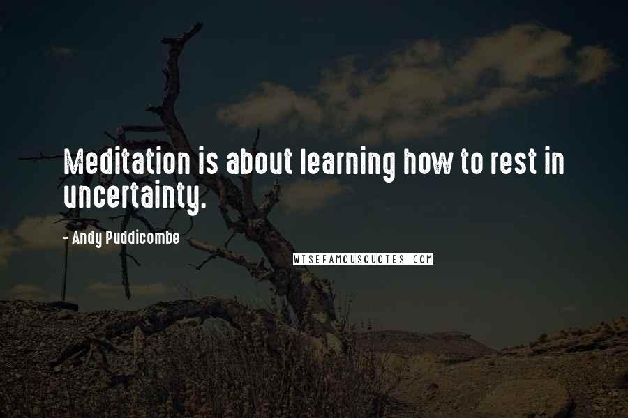 Andy Puddicombe Quotes: Meditation is about learning how to rest in uncertainty.