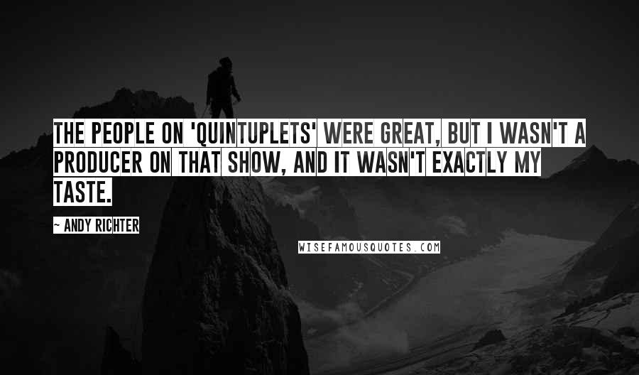 Andy Richter Quotes: The people on 'Quintuplets' were great, but I wasn't a producer on that show, and it wasn't exactly my taste.