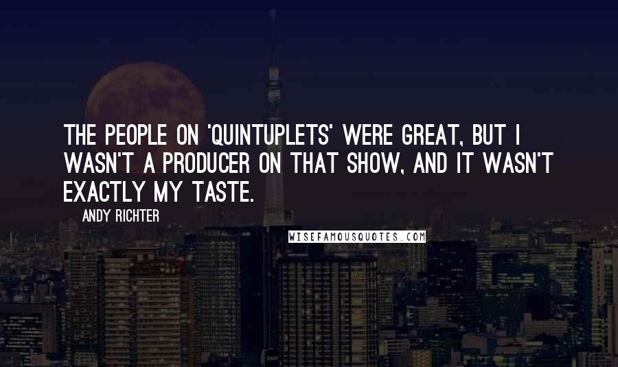 Andy Richter Quotes: The people on 'Quintuplets' were great, but I wasn't a producer on that show, and it wasn't exactly my taste.