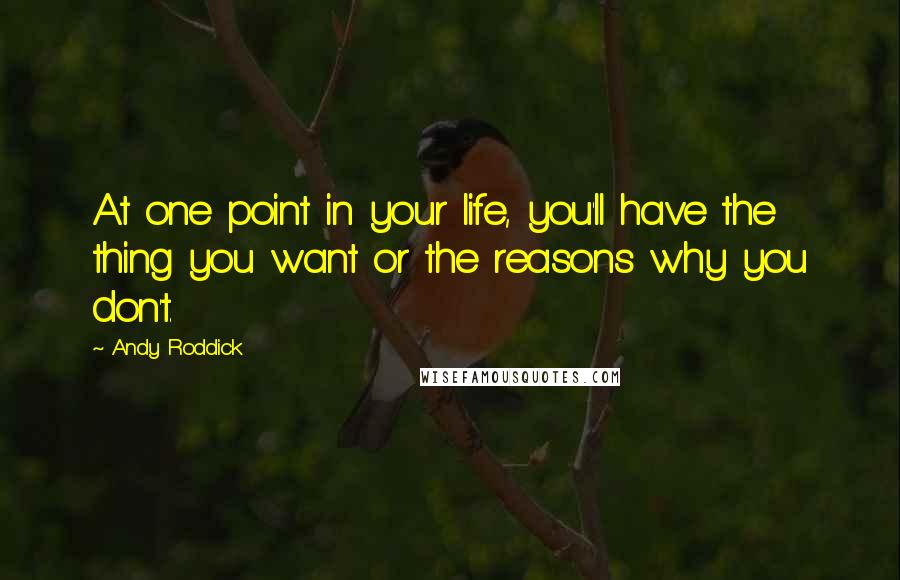 Andy Roddick Quotes: At one point in your life, you'll have the thing you want or the reasons why you don't.