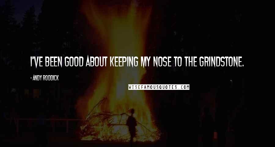 Andy Roddick Quotes: I've been good about keeping my nose to the grindstone.