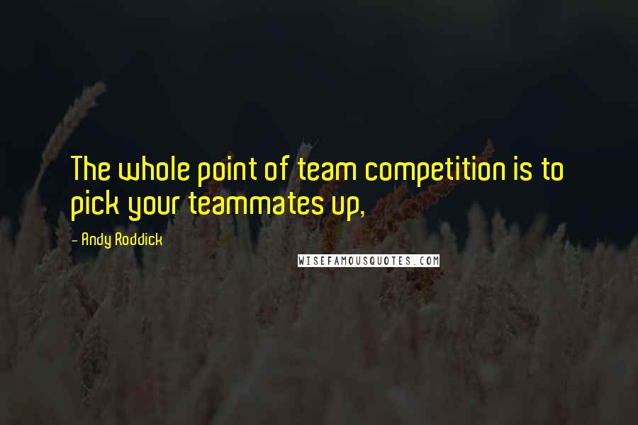 Andy Roddick Quotes: The whole point of team competition is to pick your teammates up,