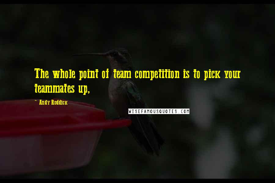 Andy Roddick Quotes: The whole point of team competition is to pick your teammates up,