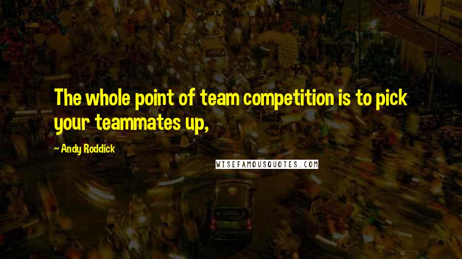 Andy Roddick Quotes: The whole point of team competition is to pick your teammates up,