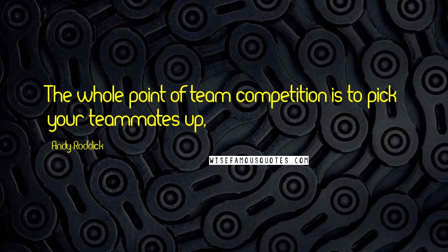 Andy Roddick Quotes: The whole point of team competition is to pick your teammates up,