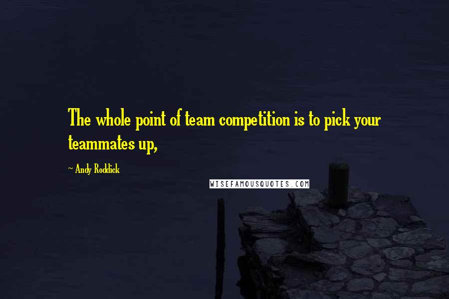 Andy Roddick Quotes: The whole point of team competition is to pick your teammates up,