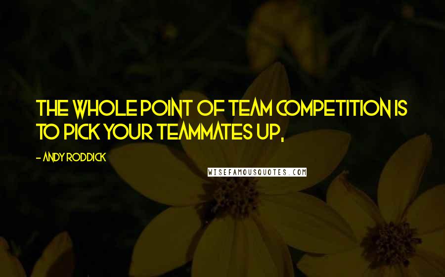 Andy Roddick Quotes: The whole point of team competition is to pick your teammates up,