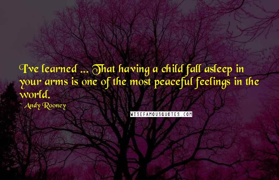 Andy Rooney Quotes: I've learned ... That having a child fall asleep in your arms is one of the most peaceful feelings in the world.