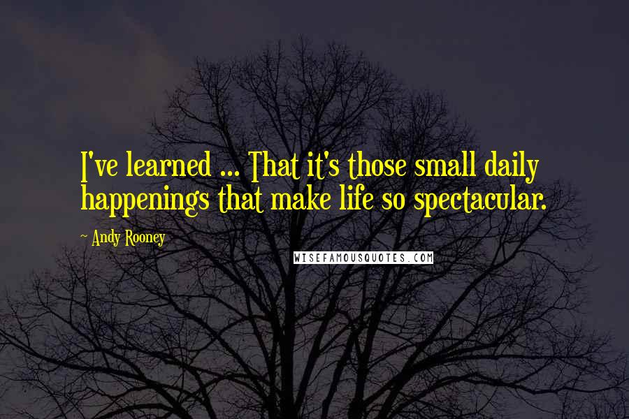 Andy Rooney Quotes: I've learned ... That it's those small daily happenings that make life so spectacular.