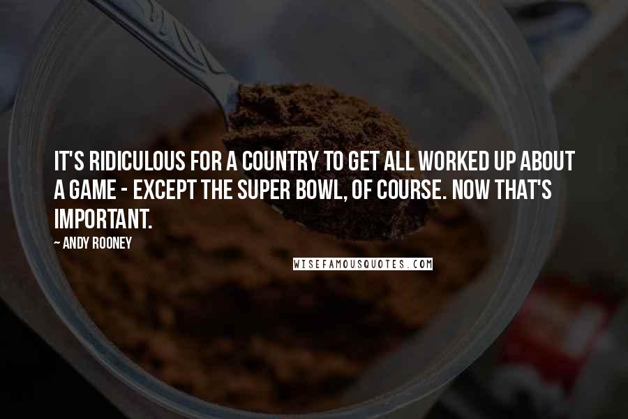 Andy Rooney Quotes: It's ridiculous for a country to get all worked up about a game - except the Super Bowl, of course. Now that's important.