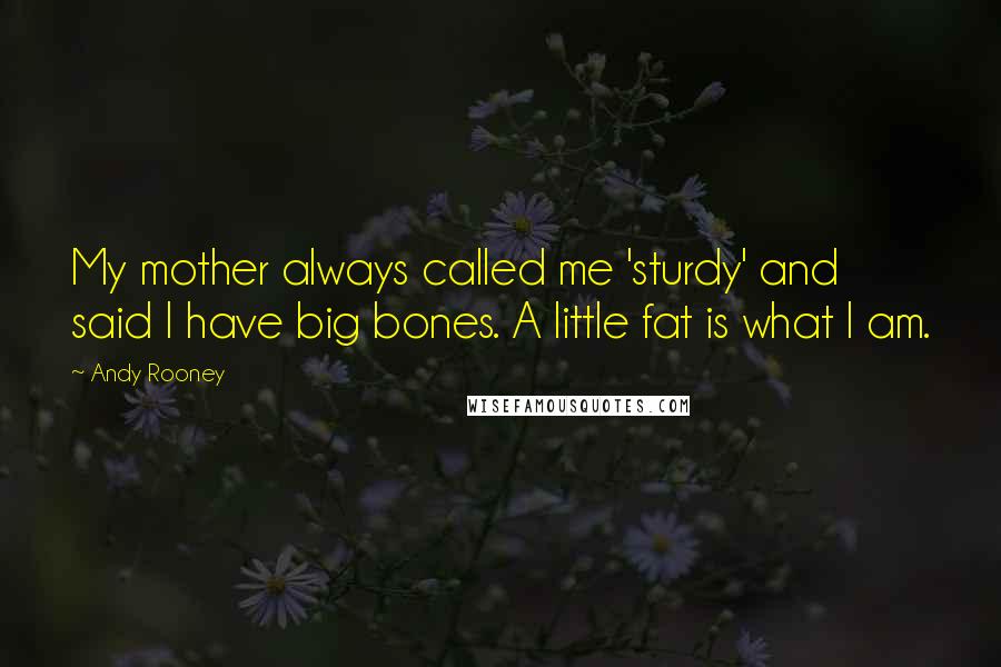 Andy Rooney Quotes: My mother always called me 'sturdy' and said I have big bones. A little fat is what I am.