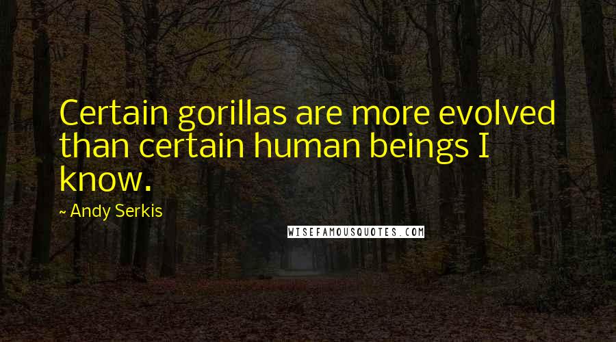 Andy Serkis Quotes: Certain gorillas are more evolved than certain human beings I know.