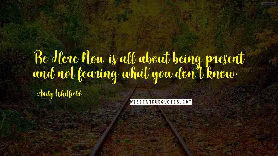 Andy Whitfield Quotes: Be Here Now is all about being present and not fearing what you don't know.
