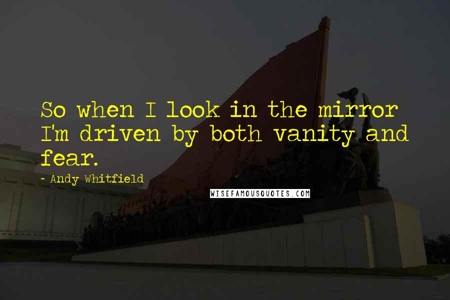 Andy Whitfield Quotes: So when I look in the mirror I'm driven by both vanity and fear.