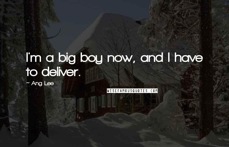 Ang Lee Quotes: I'm a big boy now, and I have to deliver.