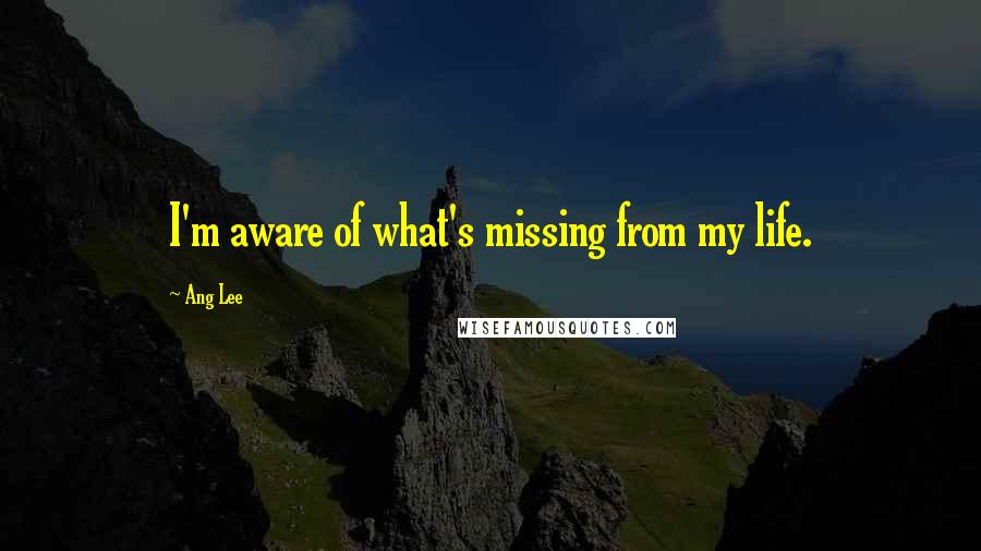 Ang Lee Quotes: I'm aware of what's missing from my life.