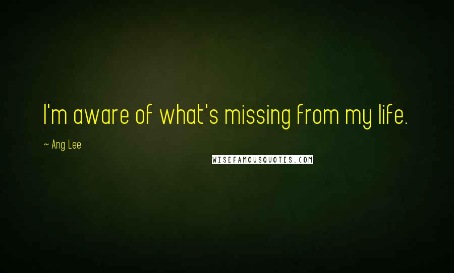 Ang Lee Quotes: I'm aware of what's missing from my life.