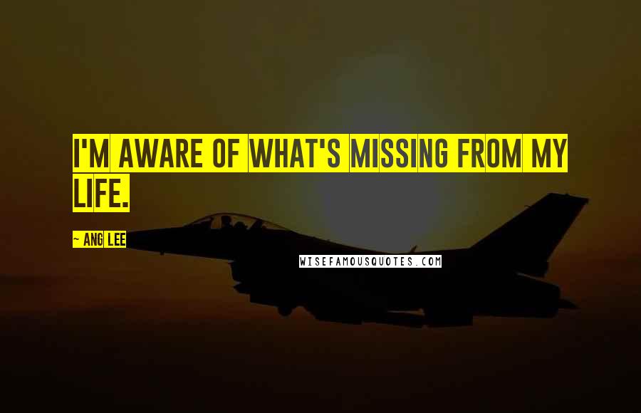 Ang Lee Quotes: I'm aware of what's missing from my life.