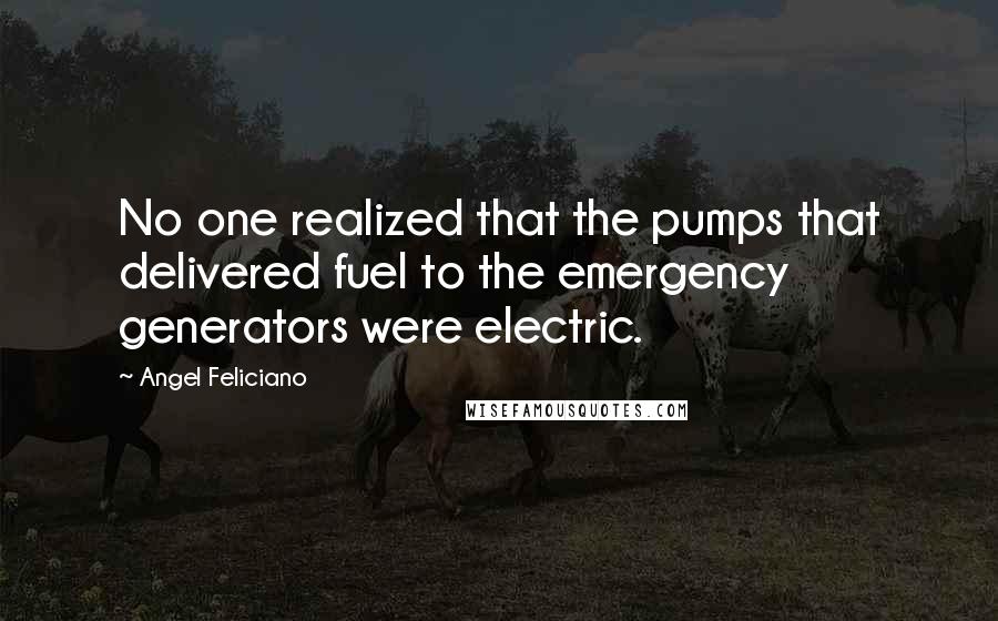 Angel Feliciano Quotes: No one realized that the pumps that delivered fuel to the emergency generators were electric.