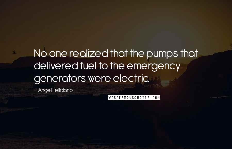 Angel Feliciano Quotes: No one realized that the pumps that delivered fuel to the emergency generators were electric.