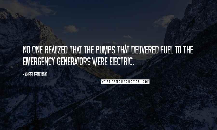 Angel Feliciano Quotes: No one realized that the pumps that delivered fuel to the emergency generators were electric.