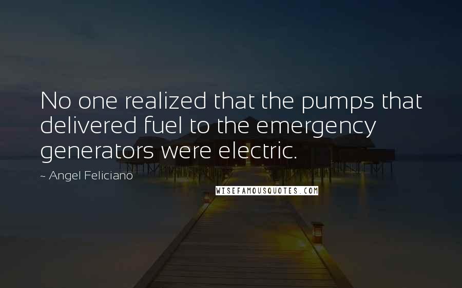 Angel Feliciano Quotes: No one realized that the pumps that delivered fuel to the emergency generators were electric.