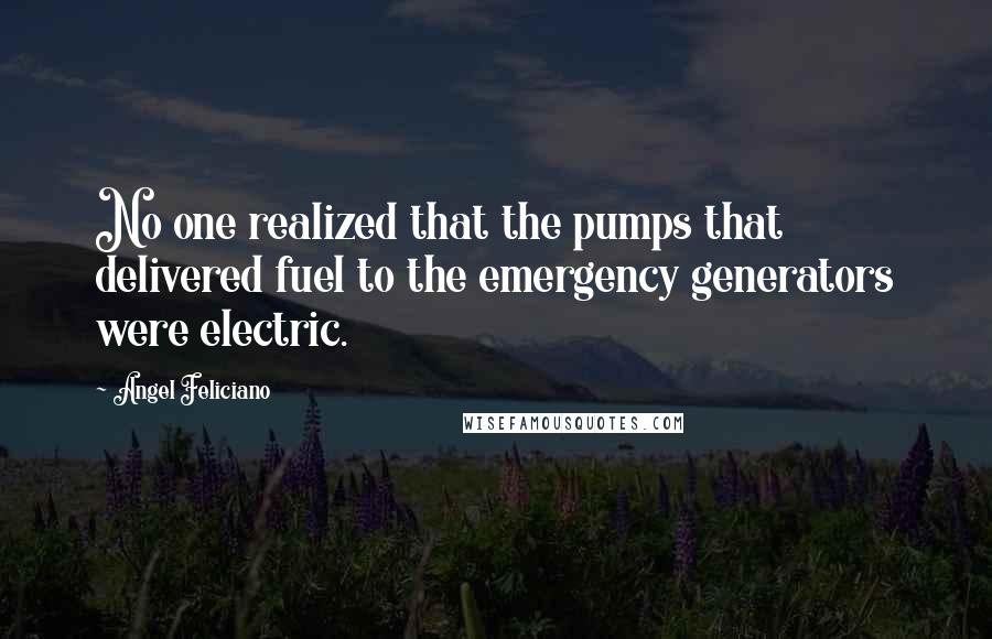 Angel Feliciano Quotes: No one realized that the pumps that delivered fuel to the emergency generators were electric.