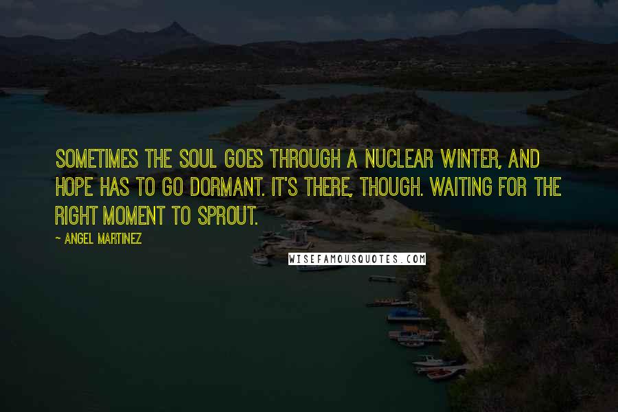 Angel Martinez Quotes: Sometimes the soul goes through a nuclear winter, and hope has to go dormant. It's there, though. Waiting for the right moment to sprout.